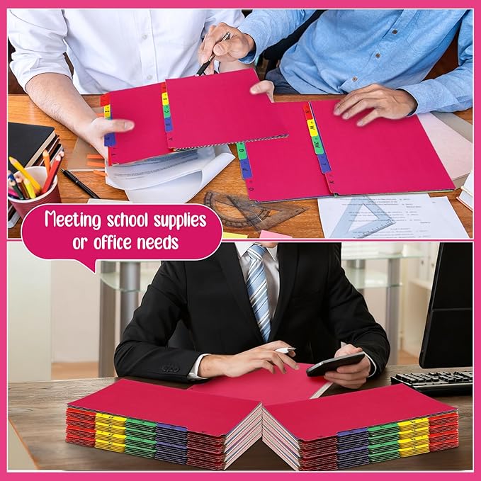 2 Set 50 Pcs Alphabet File Dividers A-z Top Tab Guides Set, Letter Size Filing Organizers 1/5 Cut Alphabetical File Folder Tabs for Home, Office, School(Bright Colors)