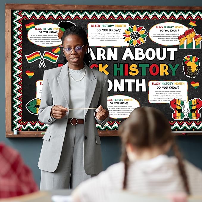 Gersoniel 66 Pcs Black History Month Bulletin Board Decoration African American Inspirational Posters Black History Cutouts Classroom Decorations for School Library Office Educational Decor