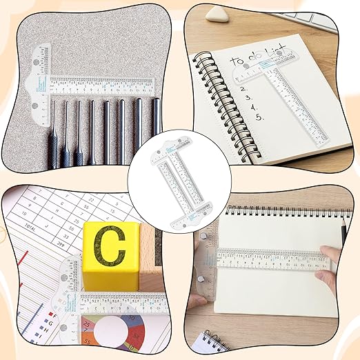 2Pcs 6Inch Plastic T Square Ruler Clear Acrylic T-Square Rulers Junior T-Squares Drafting Tools T Rulers Transparent Crafting and Drafting Graduated T-Ruler for Crafting Drafting