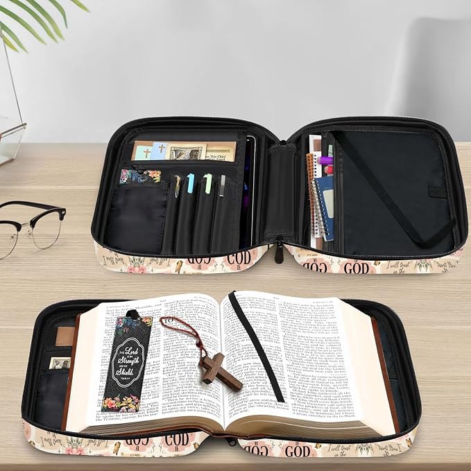 Bibles Flower Scripture Christian Religion Bible Cover Case Carrying Book Protector Case Bible Study Supplies Accessories Holder Case Christian Gift for Women Men