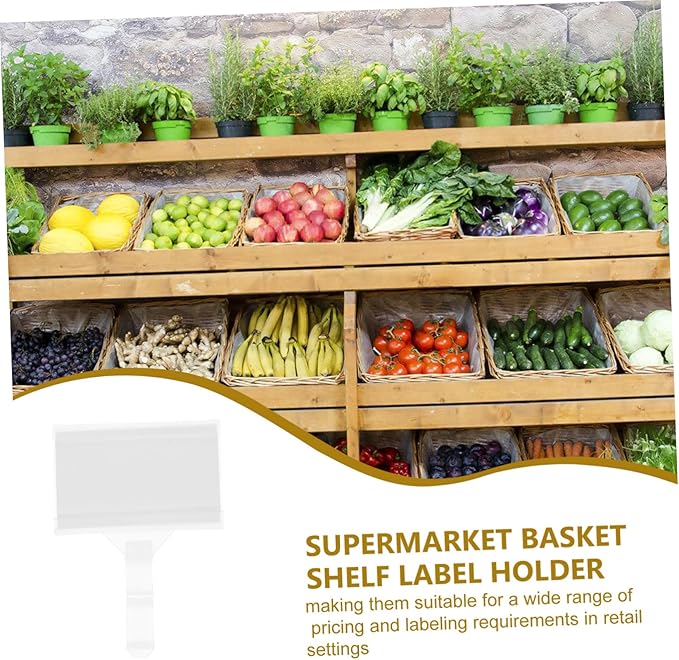 ULTECHNOVO 60pcs Shelf Label Holders for Retail Sturdy Plastic Card Holders Hook-style Design for Easy Attachment for Supermarkets and Pantries