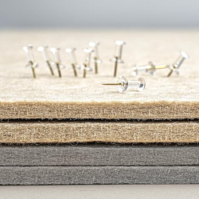 Lightomorrow Bulletin Board, 36 x 24 inches Felt Board - Decorative Pin Board, Cork Board Alternative for Wall, Foldable Self-Adhesive Vision Board Prayer Board with 20 Pushpins-Silver Gray