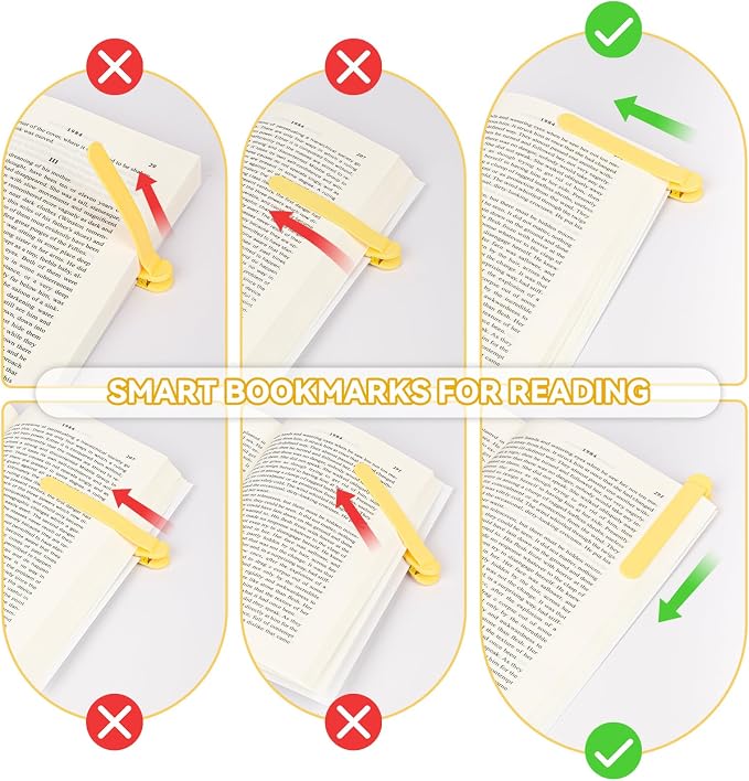 6 PCS Automatic Bookmark, Smart Bookmarks for Women Men Book Accessories Silicone Book Mark Bible Book Markers Book Marks for Reading Book Lovers Gifts Bookish Gifts Birthday Party Favors, Blue