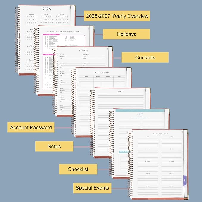 Yoment Planner 2026-2027 Weekly and Monthly 8.5"x11" Large Hardcover Planner from Jul 2026 - Dec 2027 18 Months Calendar Planners for Women Men Yearly Agenda Daily Weekly Planning with Tabs, Sky
