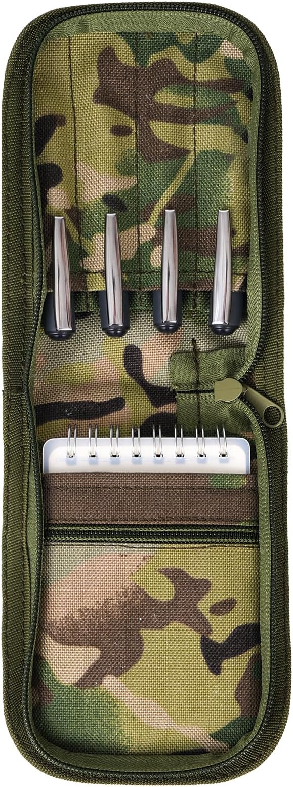 VEPKOIT Tactical OCP Military Notebook Cover, Army 3" x 5" Top Spiral Notepad Holder with Zippered Organizer, Small All Weather Pocket Notebook Cover for A7 Folder - Multi