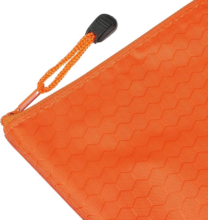 PATIKIL Waterproof Zipper File Bags, 10 Pack A6 Size Document Pocket Storage Organizer Pouch for Travel Office Supply, Orange