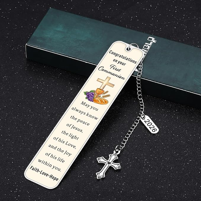 2026 First Communion Gifts for Girls Boys - 1st Communion Gifts for Boys Girls Catholic First Communionn Bookmark Girl Boy Easter Basket Stuffers Christian Bookmarks for Her Him Easter Gift for Kids