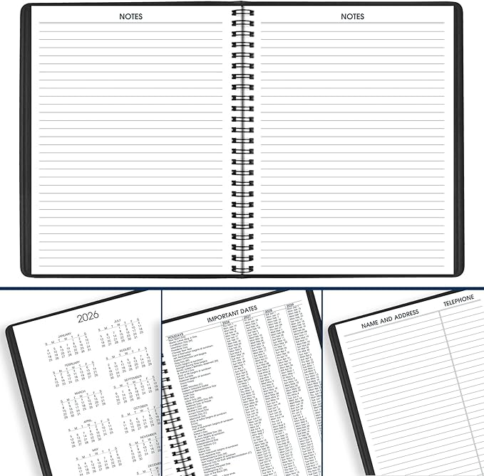 AT-A-GLANCE® 2026 Open Scheduling Weekly Planner, Black, Medium, 6 3/4" x 8 3/4"