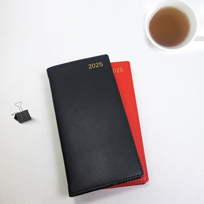 Letts of London Belgravia 2025 Weekly/Monthly Appointment Book and Planner, 12 Months, January to December, Horizontal, Slim Size, 6.625" x 3.25", English, Red (C33SRD-25)