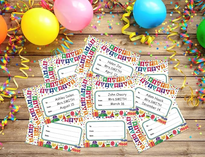 FaCraft Birthday Bookmarks for Students - 36PCS Confetti Cupcakes Birthday Certificates for Kids Classroom Bookmark Awards Gifts from Teacher Kindergarten Preschool Back to School Teacher Supplies