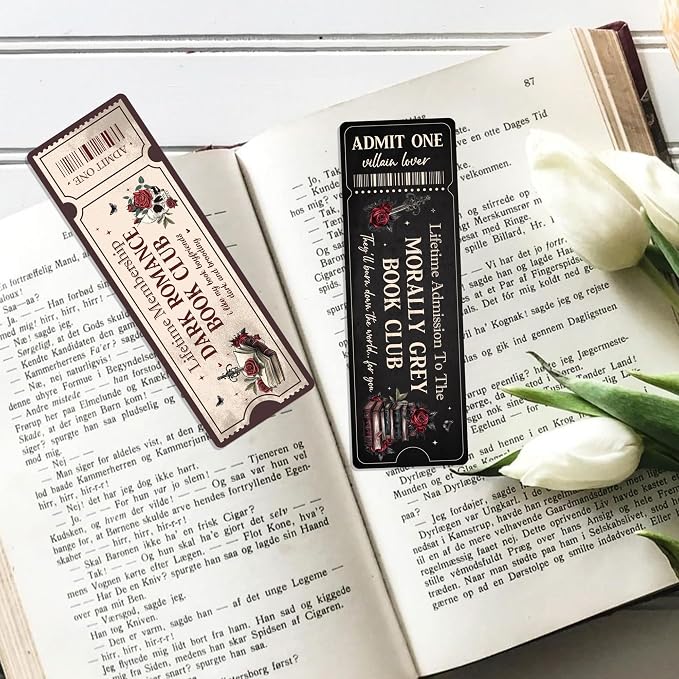 Dark Gothic Romance Bookmarks: 20 PCS Ticket-Style Bookish Gifts, Aesthetic Spicy Book Accessories for Women, Reading Merch for Adults & Book Club Lovers