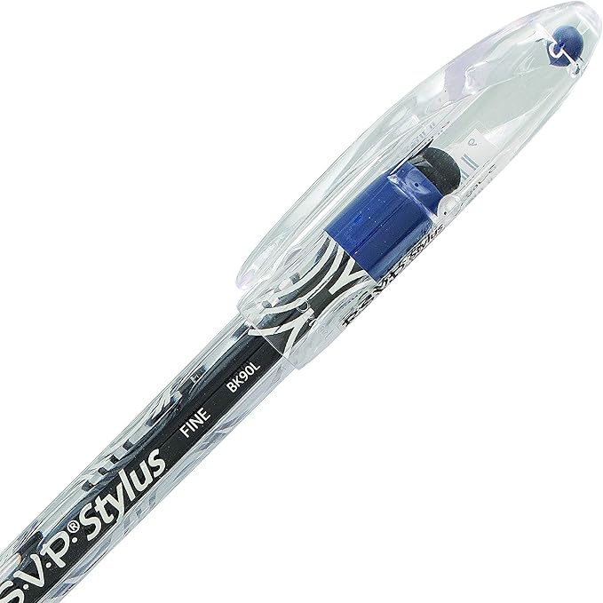 Pentel RSVP STYLUS Ballpoint Pen, Fine Line, Blue Ink (BK90L-C)