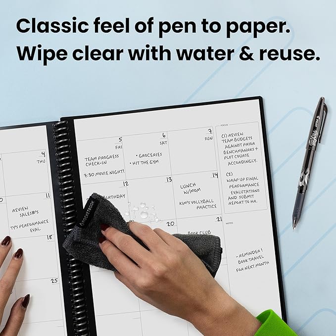 Rocketbook Smart Reusable Everyday Planner, Undated Weekly, Monthly, Annually, For Scheduling, Executive Size, 6x8.8, Black