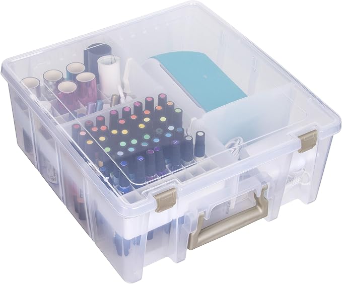 ArtBin 6993SP Super Satchel Double Deep with Papercrafting Accessory Tray, Clear, 1 Satchel & 1 Tray