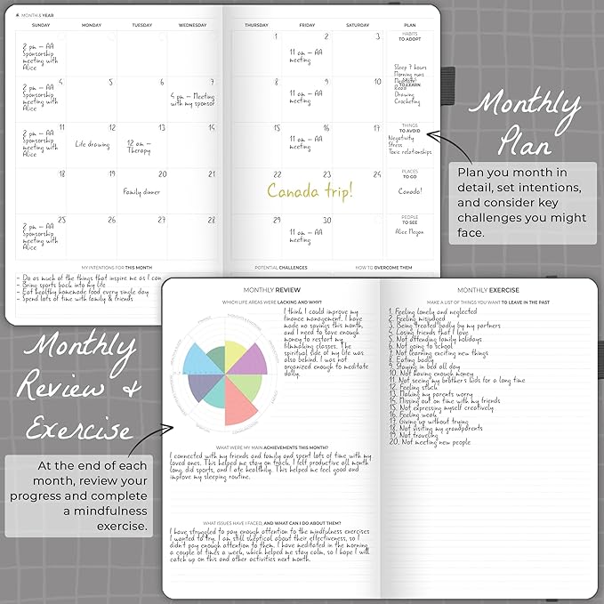 Clever Fox Addiction Recovery Journal Large – Guided Sobriety Workbook for Alcohol, Drug, Gambling, Eating & Other Addictions – Daily Planner to Support Recovery Progress, 8.3x11” (Black)