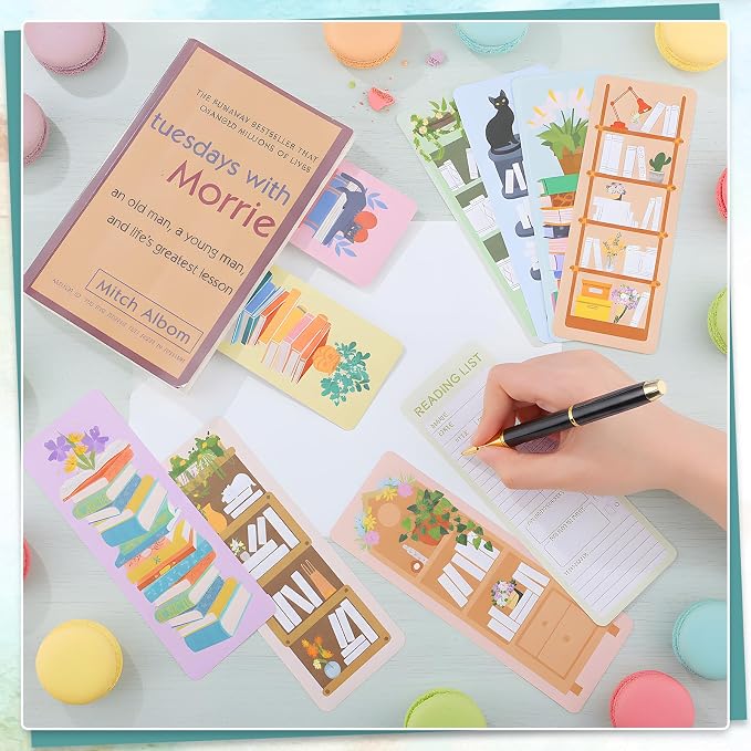 120pcs Reading List Bookmarks with Tassels, 2.56 x 7.09in Book Tracker Bookmarks, Double-Sided Bookshelf Bookmarks Bulk, Back-to-School Supplies, Gifts for Book Lovers, Women, Students, Teachers