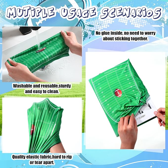 Fuyoooo 6 Pcs Stretchable Book Covers up to 9 x 11 Inches Nylon Fabric Jumbo Book Sleeves Washable Durable Reusable Cover Protector for Hardcover Textbooks Notebook(Ball Pattern)