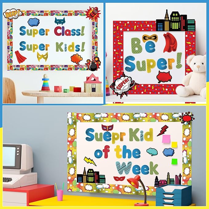Kosiz Colorful Bulletin Board Decoration Set 118 ft Scalloped Bulletin Board Borders Classroom Poster Border Trim with 257 Pcs Letter Number Symbol Cutout for School Decor(Yeah Style)