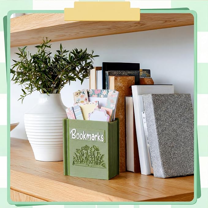 Resurhang 3D Printed Book Shaped Bookmark Holder, Book Lover Gift, Bookish Accessory Office Desk Supplies End of Year Gift for Librarian Bookworm Teacher Women(Green)