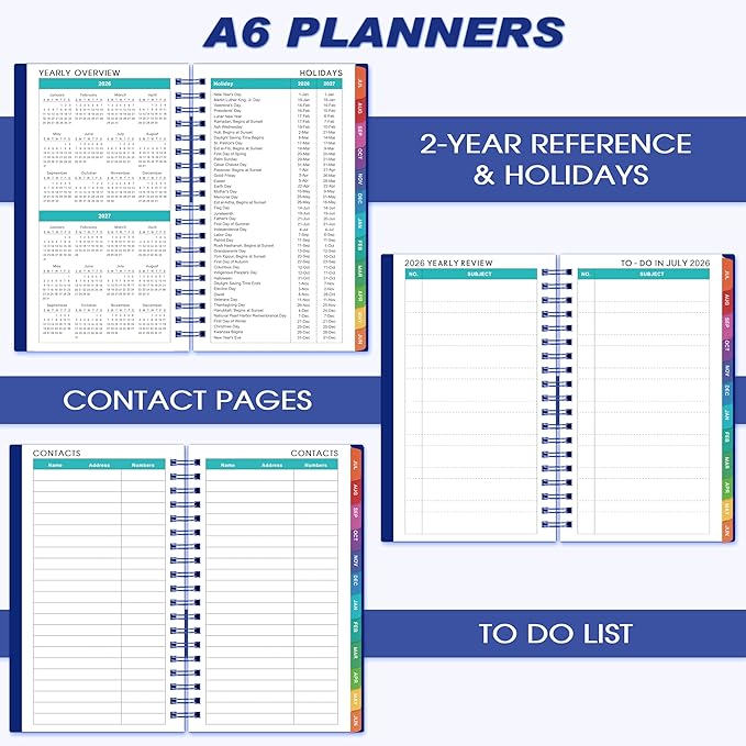 2026-2027 Pocket Calendar/Planner - 2026-2027 Weekly & Monthly Pocket Planner for Purse, Jul. 2026 - Jun. 2027, 6.8" x 4.1", Strong Twin - Wire Binding, Plastic Cover