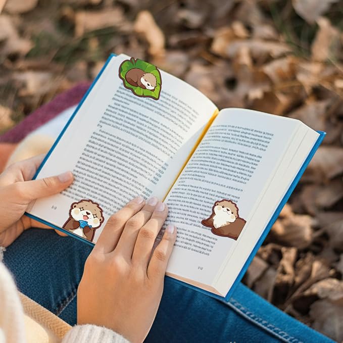 Otters Magnetic Bookmarks Gifts - 8 Pcs Cute Animals Bookmark for Women Book Lovers Students Funny Page Clips Office Reading Accessories Bookworms Gift for Birthday Christmas