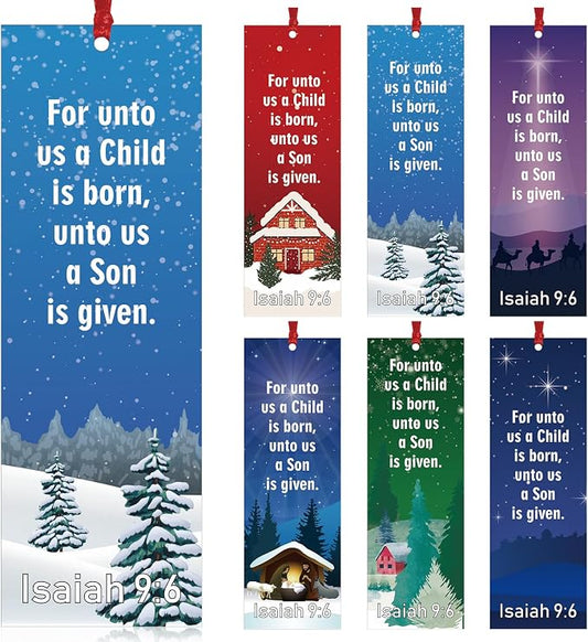 Dispowreath 60 Pcs Christmas Isaiah 9: 6 Religious Christian Bookmarks Church Bookmarks Gift for Men Women Church Home Party Favors