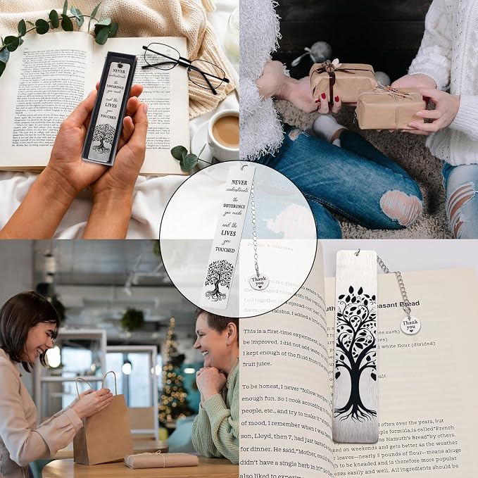 Inspirational Bookmark Gifts for Women Men - Metal Thank You Bookmarks with Never Underestimate The Difference Quote, Leaving Present for Colleagues Teacher Employees