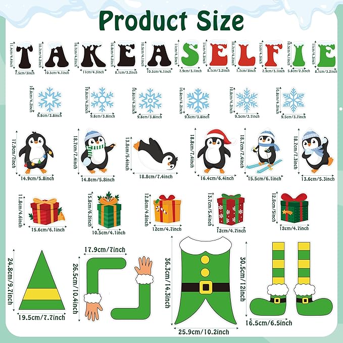 Christmas Bulletin Board Decoration - 46pcs Xmas Elf Cutout Door Decor Set, Winter Penguin Window Fireplace Chalkboard Classroom Wall Accents Ideas Kits for School Class Home Supplies