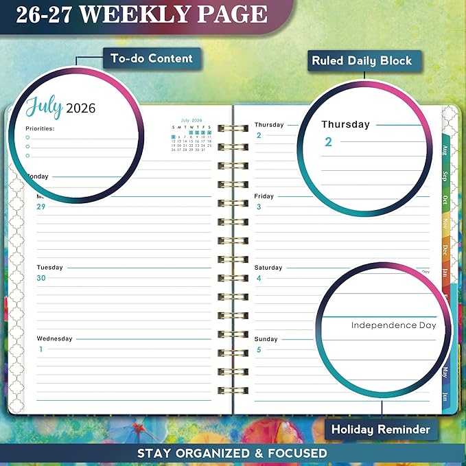 2026-2027 Planner - 2026-2027 Planner Weekly and Monthly, Calendar Monthly Planners 2026-27 from Jul. 2026 - Jun. 2027, 6.4" × 8.5", Twin-Wire Binding, Elastic Closure