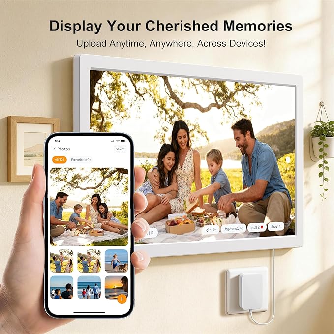 JSUSOU 32 Inch Smart Digital Calendar - Free APP & Large Touchscreen, Electronic Calendar Family Organizer with Interactive Chore Chart, Meal Planner, Wall Mountable for Seamless, White