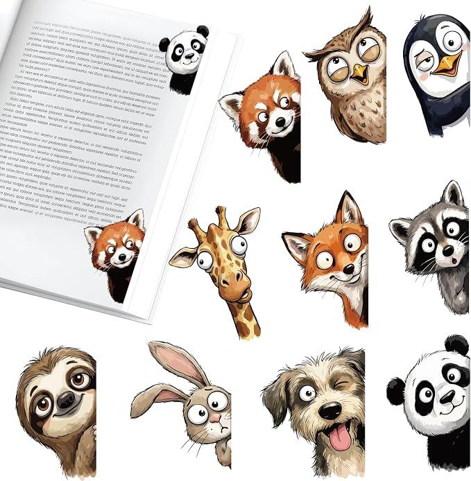 10PCS Funny Animal Magnetic Bookmarks - Cute Peek a Boo Page Markers for Books Magnetic Page Clips, Reading Accessories for Women Teachers Office Book Lover Birthday Valentines Christmas Gifts