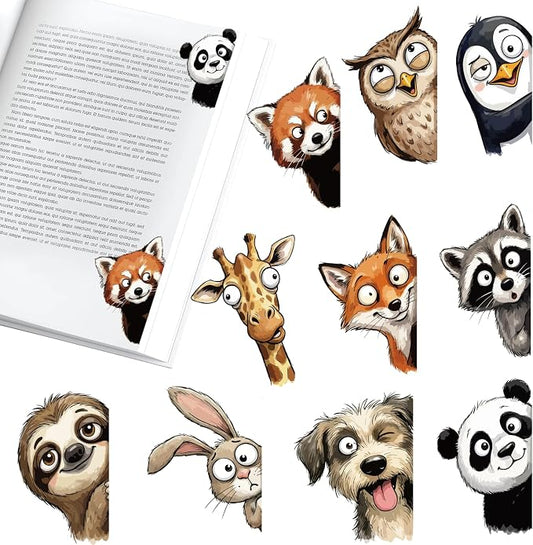 10PCS Funny Animal Magnetic Bookmarks - Cute Peek a Boo Page Markers for Books Magnetic Page Clips, Reading Accessories for Women Teachers Office Book Lover Birthday Valentines Christmas Gifts
