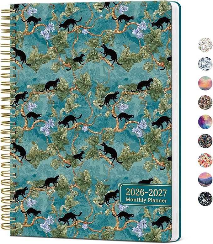 Monthly Planner 2026-2027, Aesthetic 2 Year Months Planner Calendar, 24-Months from January 2026 - December 2027, 26-27 Monthly Calendar Planner, Perfect for School Office Home, 7" x 10" - Cats in Vine