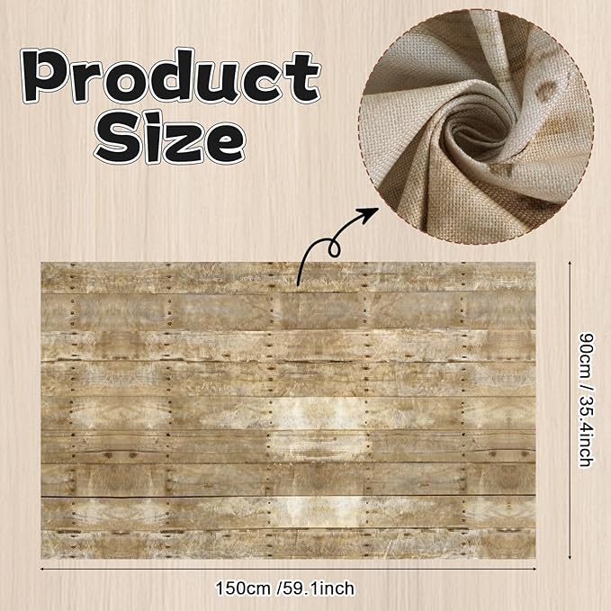 59×35In Fabric Bulletin Board Decoration for Classroom Wood Grain Linen Bulletin Board Decor with 30 Double Sided Adhesive Brown Wood Boards Rustic Background Art Craft for School Education Supplies
