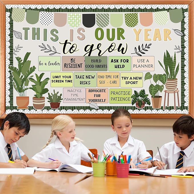 gisgfim This is Your Year Bulletin Board Decorations Greenery Plant Paper Cutouts Eucalyptus Inspirational Bulletin Board Set for Welcome Back to School Nursery Chalkboard Door Wall Decor Supplies