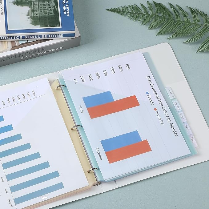 Mr. Pen Binder Dividers with 8-Tab, Pastel Colors, 3 Ring Binder with Tabs and Pockets