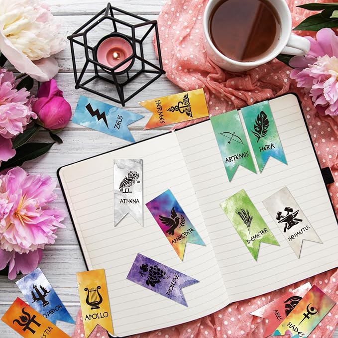 Wxiben Greek Mythology Magnetic Bookmark - 28 Pcs Olympians Gods Bookmarks for Book Lover Ancient Greek Book Marks Page Magnets Marker Clip for Students Teacher Office Reading Bookish Favor