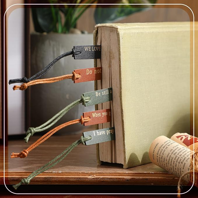 30 Pcs Fathers Day Christian Gifts Bulk Religious Leather Bookmarks for Men Leather Handmade Bible Bookmarks Religious Christian Gifts for Father's Day Book Lovers Church Book Club Supplies