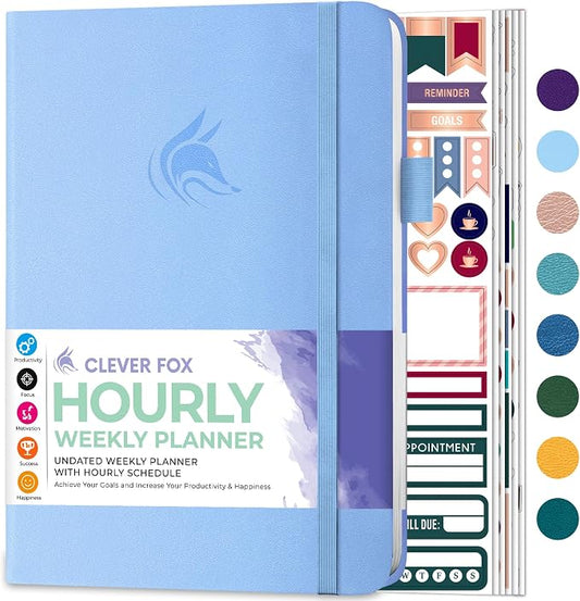 Clever Fox Planner Schedule – Undated Weekly & Monthly Life Planner with Time Slots, Appointment Book & Daily Organizer, A5 (Periwinkle)