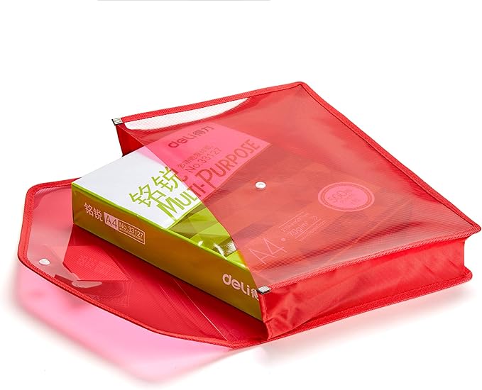 Plastic File Folder Poly Envelope Expanding File Wallet Document Folder with Snap Button Closure, Legal Size, 5 Pack Large Waterproof Accordion File Pouch (Assorted Colors)
