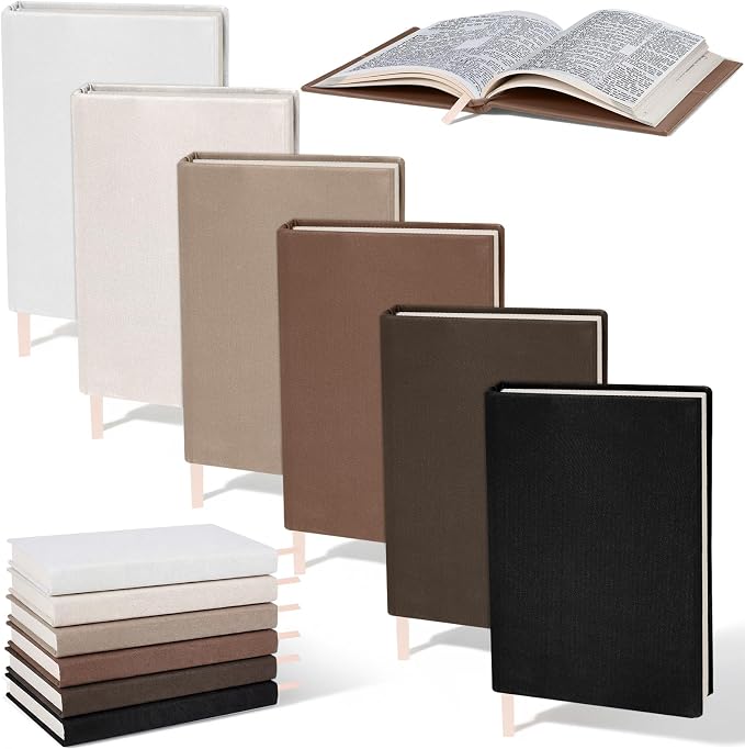 Gilprop 6 Pack Stretchable Book Covers 6-9 Inch Colored Fabric Reusable Book Protector Sleeve for Hardcovers Textbook Protection Supplies(Brown)