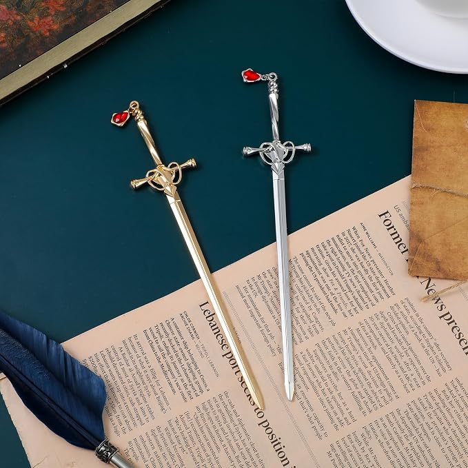 Jeffdad 2Pcs Sword Katana Bookmarks Vintage Silver Metal Pendant Bookmarks Unique Book Lovers Presents Valentine's Day Gifts Thanks Gift for Boyfriend