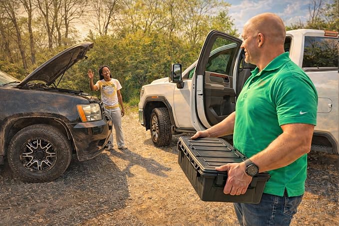 MTM TUGC Truck Underseat Gear Crate, Storage Box, Heavy-Duty Pickup Truck Organizer for Tools, Tactical Gear, Hunting, Camping & Emergency Supplies, 25.5"x12.5"x6.75", USA Made, Black