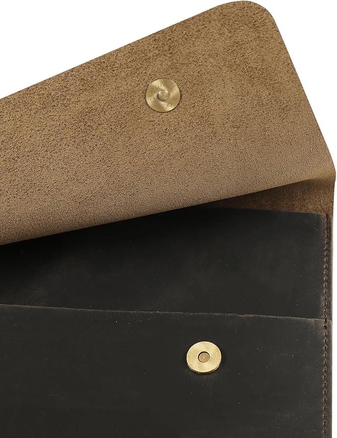 Leather Tablet Sleeve - 12.9 Inch iPad Sleeve, Document Holder Folio File Holder, Genuine Leather Sleeve Case for Protection and Style-Grey-Custom