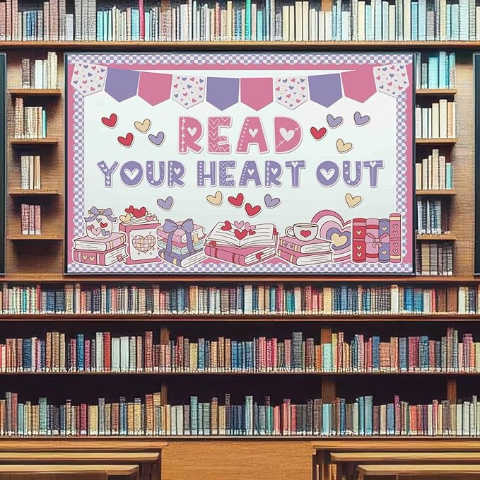 Eaasty Valentines Reading Bulletin Board Set Read Your Heart Out Classroom Bulletin Board for Library School Reading Corner Home Door Valentines Decorations