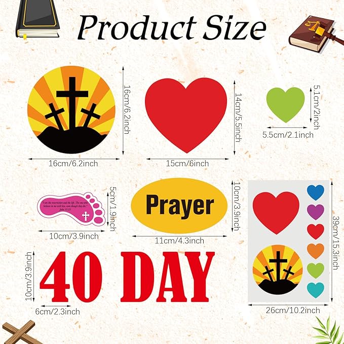 Mooliwe 67 Pcs Religious Bulletin Board Set 40 Day Lenten with Jesus Bulletin Boards Sunday School Decoration Christian Bulletins Board Cutouts for Church Sunday School Classroom Chalkboard Wall Decor