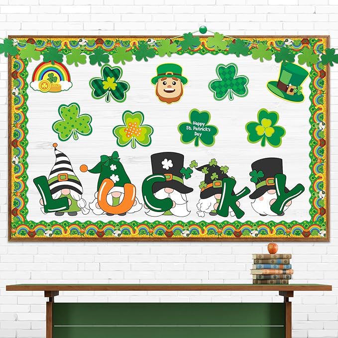 72 Feet St Patricks Day Shamrock Clover Borders for St. Patrick's Day Bulletin Board Classroom Decoration