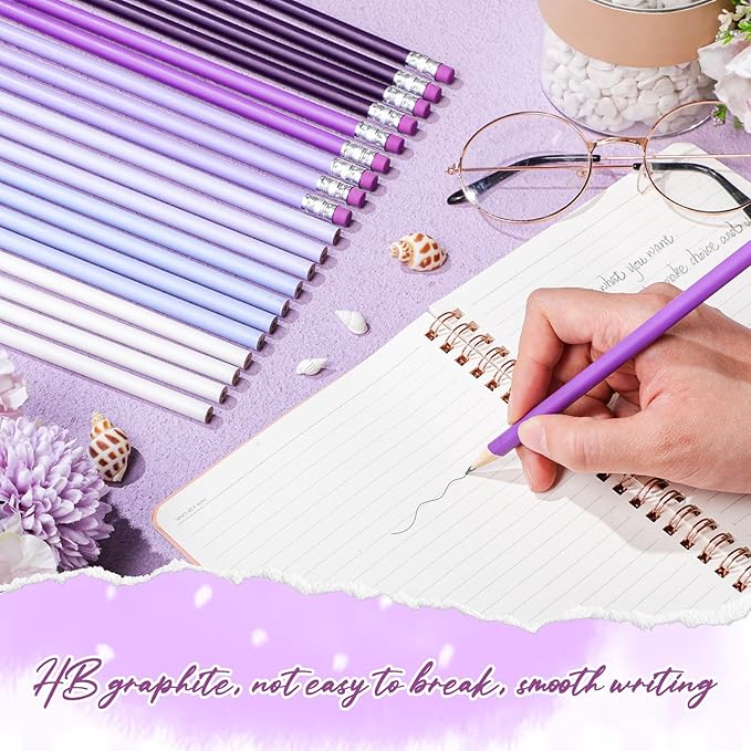 24 Pcs Round Pencils with Eraser 2 HB Cute Pencils Bulk for School Graphite Wood Color Unsharpened Pencil for Drawing Sketching Wedding School Teacher Supplies Student Reward