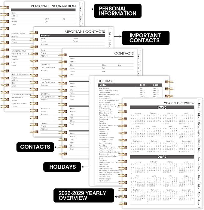 2026-2029 Monthly Planner - 3 Year Monthly Planner 2026-2029, Jul. 2026 - Jun. 2029, 36-Month Calendar with Hardcover, Inner Pocket, 6.4'' x 8.5''