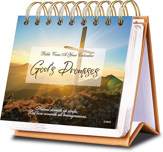 Desk Calendar - Bible Verse Desk Calendar Flip, 4.9" x 4.5", Undated Daily Bible Calendar, Perpetual Calendar, Christian Perpetual Calendar, 366 Days of Inspirational Quotes